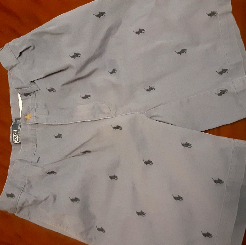Blue Polo Shorts With Dark Blue Horses All Over